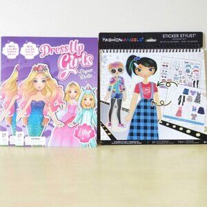 Set of sticker stylist book and 2 paper doll books